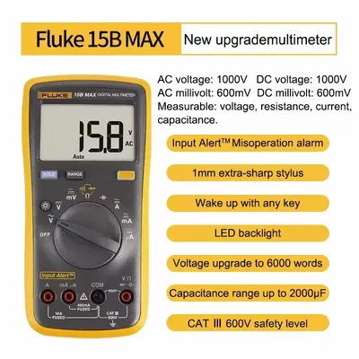 Fluke-Multimètre à plage numérique automatique testeur de tension et de courant 15B MAX 17B MAX