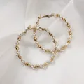 Mode übergroße Kreis Creolen für Frauen Mädchen neue geometrische Imitation Perle runden Ohrring