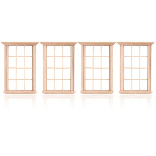 4 Stück Möbel Puppenhaus Fenster Kinder modelle Fenster 1 Holz miniaturen im Maßstab 12