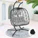 Dakota Fields Celyne Outdoor/Indoor Porch Swing Egg Chair w/ Stand & Outdoor Chair Cover Wicker/Rattan in Gray | 77.1 H x 52.3 W x 38.1 D in | Wayfair