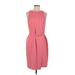 Ann Taylor Casual Dress - Sheath Crew Neck Sleeveless: Pink Solid Dresses - Women's Size 8 Petite