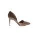 French Connection Heels: Slip On Stilleto Cocktail Brown Solid Shoes - Women's Size 39 - Pointed Toe