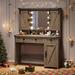 Gracie Oaks Shiala Vanity Wood/Metal in Brown | Wayfair 2C9E741D582F47EC9AD32B5894CA3BA4