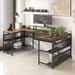 Wrought Studio™ U-shaped Desk w/ Shelve & Led Lights Wood/Metal in Gray | 35 H x 82 W x 43 D in | Wayfair 8E076F39E4FF45DCA7E962A0131A2975