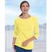 Appleseeds Women's Coastal Cotton Three-Quarter Sleeve Bateau-Neck Tee - Yellow - 3X - Womens