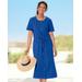 Appleseeds Women's Captiva Drawstring Button-Front Dress - Blue - S - Misses