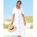 Appleseeds Women's Captiva Drawstring Button-Front Dress - White - 2X - Womens