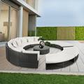 Latitude Run® 9-piece Luxury Circular Outdoor Patio Furniture Set: Rattan Wicker Sectional Sofa Lounge w/ Tempered Glass Coffee Table | Wayfair