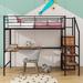 Mason & Marbles Metal Loft Bed w/ Desk & Storage Ladder & Wardrobe Metal in Black | 67.9 H x 40.9 W x 94.1 D in | Wayfair