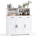 Gracie Oaks Kennerson 47.2"Buffet Cabinet w/ Storage, Large Double-Layer Sideboard Wood in White | 48.8 H x 47.2 W x 13.4 D in | Wayfair