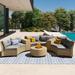 Red Barrel Studio® Taya 6 - Person Outdoor Seating Group w/ Cushions Synthetic Wicker/All - Weather Wicker/Wicker/Rattan in Gray/Brown | Wayfair