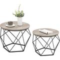 17 Stories Small Coffee Table Set Of 2, Round Coffee Table w/ Frame, Side End Table For Living Room, Bedroom, Office in Black | Wayfair
