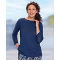 Blair Women's Linen/Cotton Crochet-Trim Pullover - Blue - L - Misses