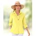 Blair Women's Crinkled Cotton Solid Shirt - Yellow - 2X - Womens