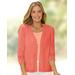 Blair Women's Linen/Cotton Crochet-Trim Cardigan - Orange - L - Misses