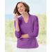 Blair Women's Prima™ Cotton Narrow V-Neck Tee - Purple - PL - Petite