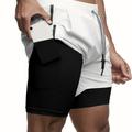 Short 2 en 1 à double épaisseur avec poche intérieure à fermeture éclair, short de sport extensible pour hommes pour l'entraînement estival au gymnase