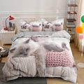 Parure De Lit 2/3 Pièces Avec Imprimé Chat Adorable (1 Housse De Couette + 1/2 Taie D'oreiller, Sans Noyau), Ensemble De Literie Doux Et Confortable Pour Chaton Mignon Pour Chambre À Coucher, Dortoir