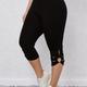 Plus Size High Rise Cut Out Capri Leggings, Women's Plus Medium Stretch Solid Casual Leggings