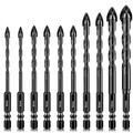 3/6/10pcs Masonry Drill Bits, Concrete Drill Bit Set For Tile, Brick, Glass, Plastic And Wood, Tungsten Carbide Tip Work With Ceramic Tile, Wall Mirror, Paver On Concrete Or Brick Wall