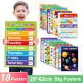 4/6/18pcs Themes/set Educational Posters For Toddlers Kids Children Early Education Kindergarten Nursery Home-school Classroom Supplies Decorations Teaching Aids A3 Big Size 11.34x16.45 Inches