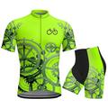 21Grams Homme Maillot et Cuissard Velo Cyclisme Manche Courte VTT Vélo tout terrain Vélo Route Jaune Bleu Orange Graphic Vélo Ensembles de Sport La peau 3 densités Respirable Evacuation de l'humidit