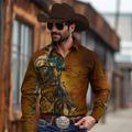 Cowboy hommes vintage style occidental 3d imprimé chemise western en plein air vacances course de chevaux printemps chemise d'été à manches longues en polyester bleu marine marron s m l