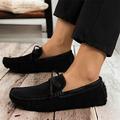 Homme Femme Ballerines Chaussures de conduite Grandes Tailles Chaussures faites à la main Extérieur Travail du quotidien Noeud Talon Plat Bout rond Classique Décontractées Confort Daim Mocassins Noir