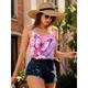 Women's Tank Top Camisole Vest Floral Butterfly Casual Print Purple Sleeveless Fashion Streetwear V Neck Summer