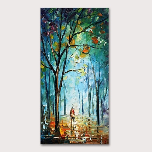 Mintura handgefertigtes Ölgemälde auf Leinwand, Wandkunst, Dekoration, modernes abstraktes Stadtlandschaftsbild für Wohnkultur, gerolltes, rahmenloses, ungedehntes Gemälde Image