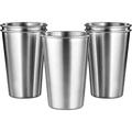 5pcs/Pack 16oz Stainless Steel Pint Cups Shatterproof Cup Tumblers Unbreakable Metal Drinking Glasses For Bar, Home, Restaurant