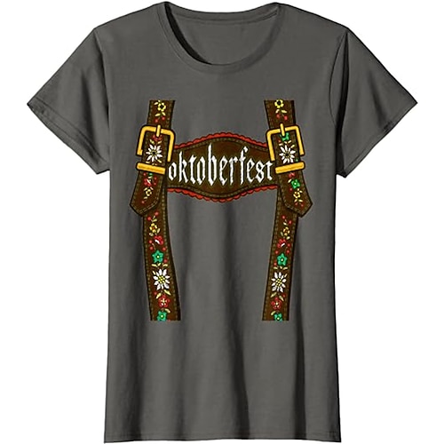 T-Shirt Anime 3D Bayerisch Streetstyle T-Shirt Ärmel Grafik für Herren Damen Unisex Erwachsene 3D-Druck für Oktoberfestbier Maskerade Alltagstauglich