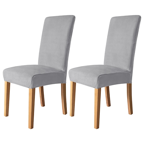 2 Stück Stuhlhussen für Esszimmerstühle, burgunderfarben, dehnbarer Samtbezug, Spandex, waschbar, mit elastischem Bodenschutz, Bauernhaus-Blumenmuster für Esszimmer, Hochzeitszeremonie Image