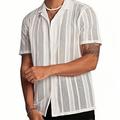 Men's Shirt Button Up Shirt Casual Shirt Summer Shirt Beach Shirt Black White Short Sleeve Plain Turndown Holiday Vacation Hole Clothing Apparel Fashion Casual Comfortable