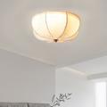 Ceiling Light Flush Mount Fixture 30/40/50cm Wide White Fabric Scalloped Bowl Shade for Bedroom Hallway Living Room Dining Room Bathroom Kitchen
