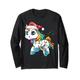 Niedliches Einhorn Weihnachten Einhorn mit Nikolausmütze Weihnachtsmann Einhorn Langarmshirt