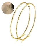 Stainless Steel Thin and Flat Big Large Oval Spring loaded Hoop Earrings Gold