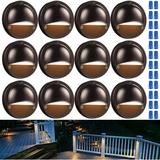 12-Pack LED Low Voltage Deck Lights 180LM Landscape Step Railing Fence Light 12-36V AC/DC Die-cast Aluminum Housing & Frosted Glass Lens UL Listed Cord Black 2700K/3000K/4000K