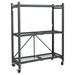 YOSITiuu Heavy Duty Foldable 3 Tier Metal Shelf Wire Rack Storage Unit Organizer with 3 Inches Wheels for Garage Basement or Laundry Room Pewter.