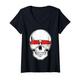 Damen Indonesien Flagge Land Sugar Skull Indonesische Wurzeln Kinder T-Shirt mit V-Ausschnitt