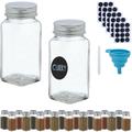 Pots à épices, set de 20 saupoudreuses, en verre, 120 ml, étiquettes, stylo & entonnoir inclus,