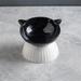 SPGIE Ceramic Cat Bowl Dog Bowl Pet Bowl Sloping Mouth High Foot Protection Cervical Spine Cat Food Basin Cat Black Water Bowl Pet Products(Black cat ears+white base)