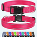 Reflective Dog Collar Sturdy Nylon Collars for Small Girl and Boy Dogs Adjustable Dog Collar with Quick Release Buckle Pink