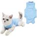 Cat Recovery Suit 1 Piece Blue Soft Cat Surgery Recovery Protective Shirt