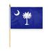 AGAS South Carolina Stick Flag 12x18 Inch with 24 inch Wood Pole - Printed Polyester - State of South Carolina Handheld Desk Flag Small South Carolina Flag
