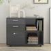 Xukmct Wood File Cabinet with Lock and Open Storage Shelves Perfect for Home Office Dark Gray