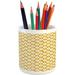 Geometric Pencil Scandinavian Pattern Brush Stroked Rhombus Shapes On Yellow Backdrop Printed Ceramic Pencil For Desk Office Accessory Earth Yellow And White