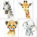 Set of 4 posters decoration for children s room - baby boy or girl posters - jungle safari animals