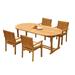 Grade-A Teak Dining Set: 4 Seater 5 Pc: 118 Mas Oval Trestle Leg Table And 4 Leveb Stacking Arm Chairs Outdoor Patio WholesaleTeak #51LV2705