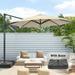 FLAME&SHADE 11ft Round Outdoor Patio Offset Hanging Cantilever Umbrella w/Base for Garden Deck and Poolside Sand Brown